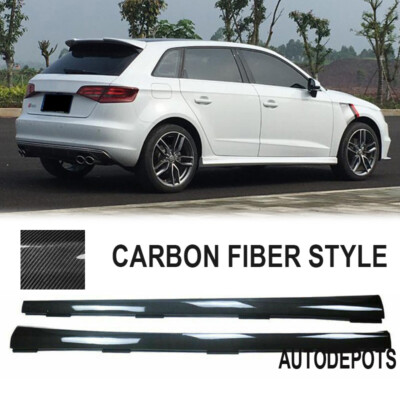 Fits 2013-2019 Audi A3 Hatchback Side Skirts Extension Carbon Fiber Style 2PCS