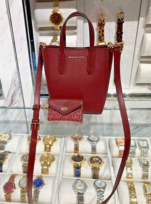 【国内即発】マイケルコース VINCENT XBODY W/ CRD OXBLOOD Michael Kors Vincent Oxblood Medium Purse Leather Crossbody