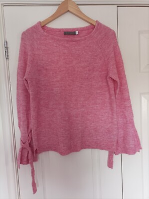 Neuwertiger Pullover Samt Alpaka Wollmischung super weich rosa Schleifenärmel Größe 10