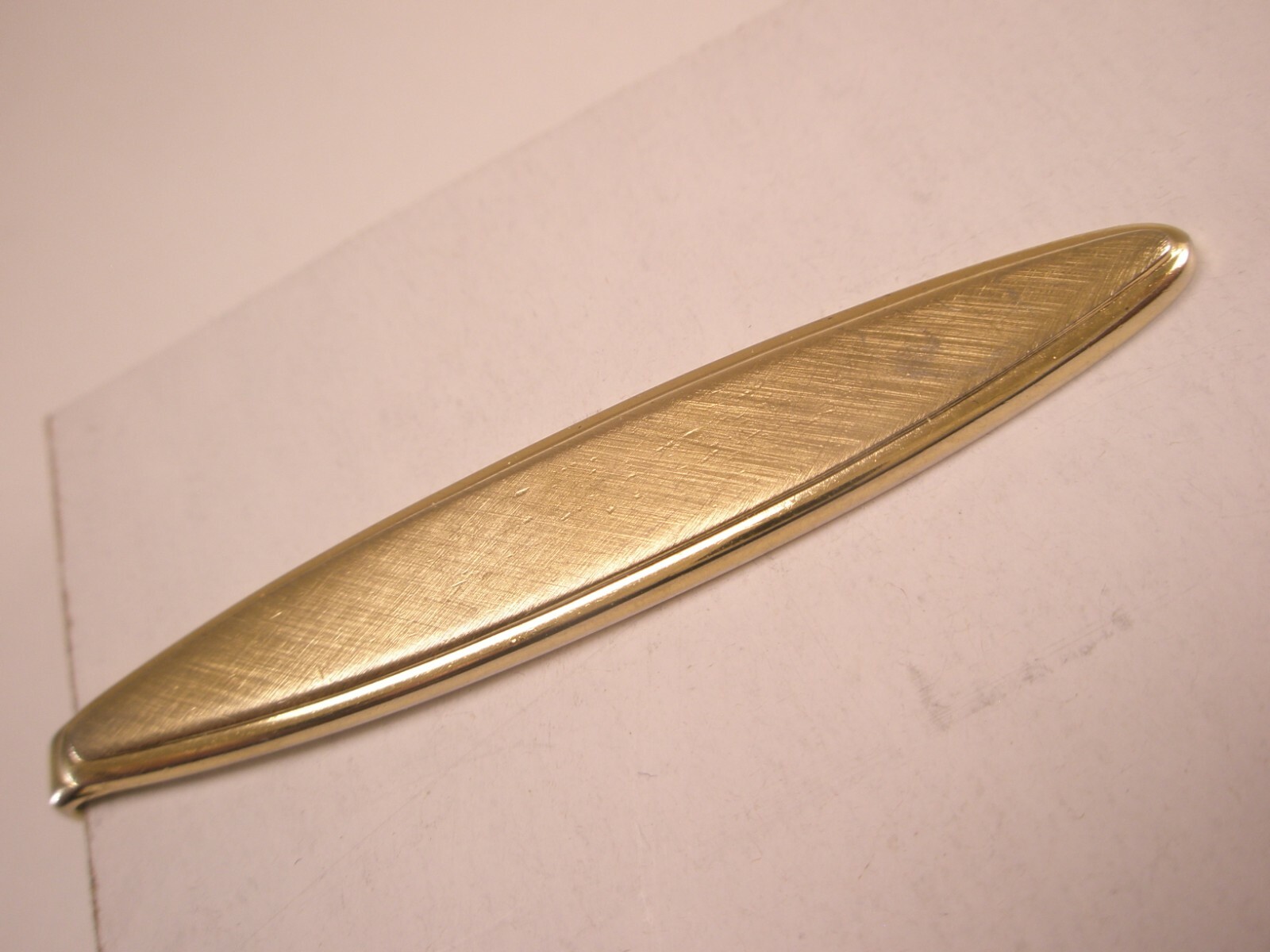Vintage Gold Tone Matte Finish 2-1/16 Inch Plain Tie Bar Clip