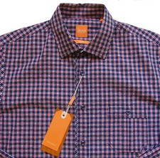 Men's HUGO BOSS ORANGE Black Orange-Red Plaid Shirt S Small SLIM FIT NWT NEW WoW