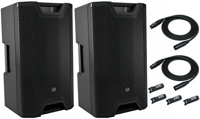 2x LD Systems ICOA 15 A BT 15  Powered PA / DJ Speaker w/  Bluetooth + 2x Cables