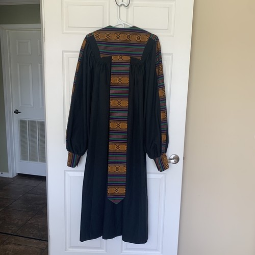 Murphy Robes Clergy Robe Bishop Black With African Pattern Chest 38 Length 52 - Picture 6 of 11
