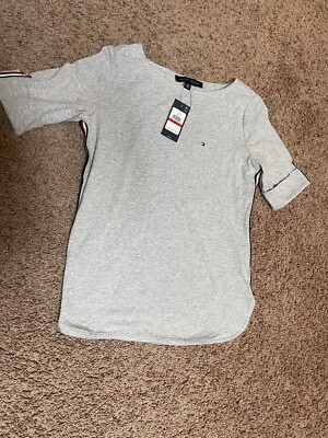 Tommy Hilfiger Women Gray 3/4 Sleeve T-Shirt XS New NWT Very