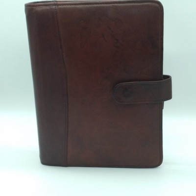 Scully Brown Leather 3-Ring Binder/Organizer No Pages Some Stains