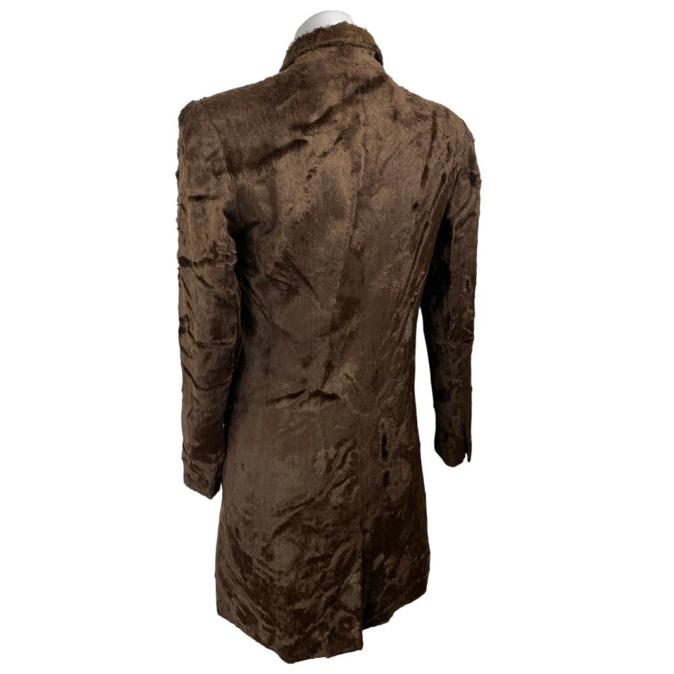 Chaqueta Blazer Abrigo Hugo Buscati Marrón Polar Imitación Piel Manga Larga Muesca Talla S Foto 2 de 4