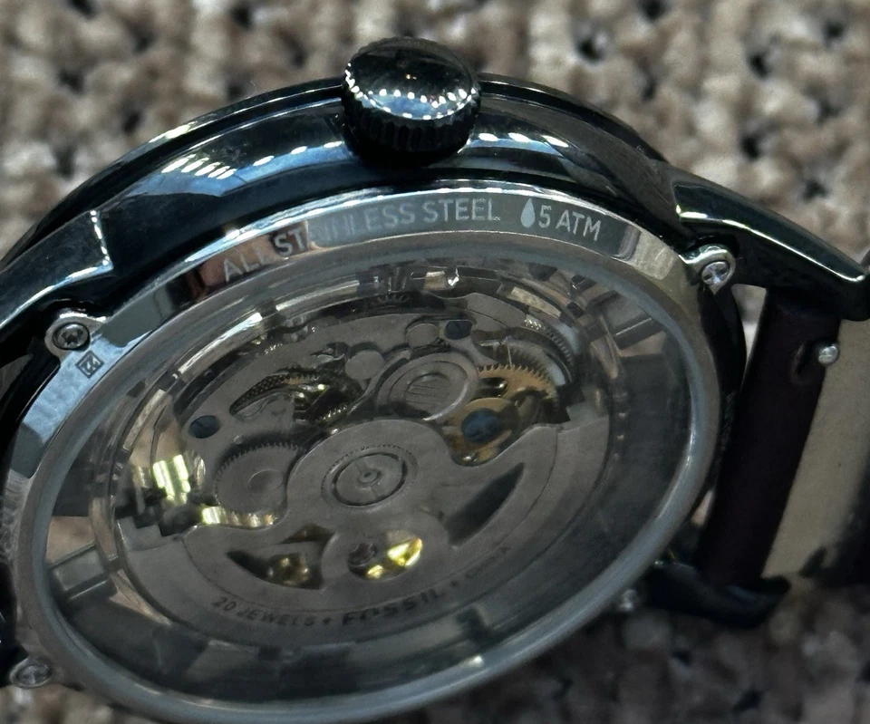 Fossil Men's Automatic Brown Leather Analog Watch.Mechanical & Automatic.ME-3098 - Image 4 of 4