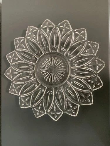 Vintage Federal Glass Petal Pattern Serving Plate Clear 11.5 Inches