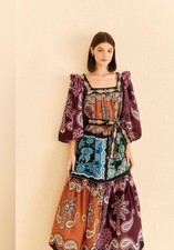 New Farm Rio Multicolor Sweet Mermaids Midi Dress Salt Island Beaded Tiered M