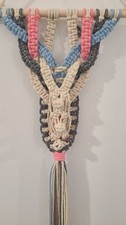 Macrame Wall Hanging Custom 12x26 Handmade Natural Brown Blue Pink Boho Home Dec