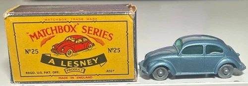 Matchbox Lesney #25 Blue Volkswagen With Box