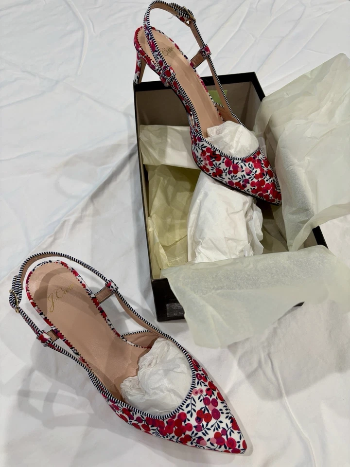 J. Eslinga floral con estampado Crew Liberty, talla EE. UU. 7 1/2, nunca usada con caja. Foto 3 de 4