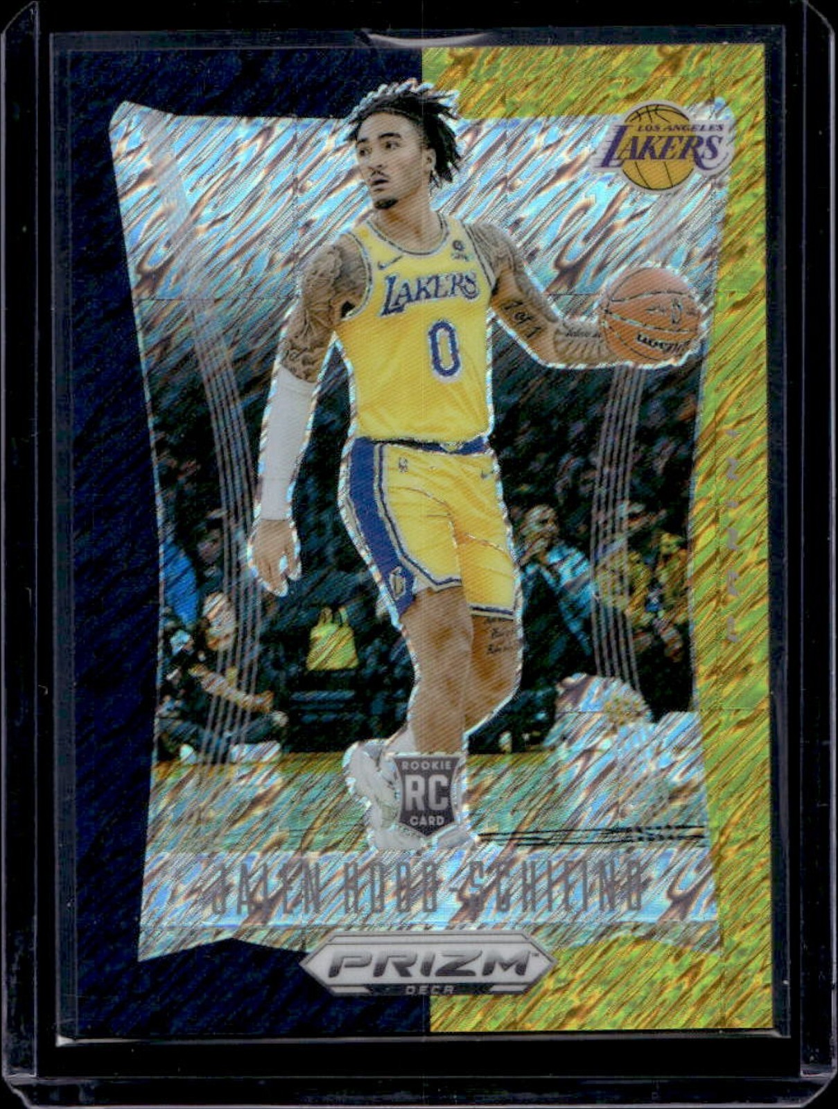 2023-24 Prizm Deca Jalen Hood-Schifino RC Black Gold Shimmer FOTL #4/8 Lakers