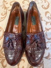 GUCCI Crocodile Alligator Leather Tassel Loafers Shoes Size 9.5 US