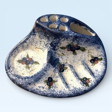 Vtg Bathroom Valet Ceramic Toothbrush Paste Cup Soap Holder Cottage Core Granny