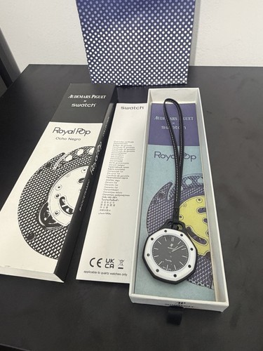 Swatch Royal Pop Ocho Negro Quartz Bioceramic Octagon Watch Black Leather