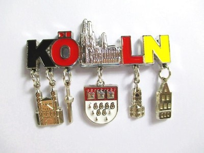 Köln Cologne Metall Magnet mit 5 Charms Souvenir Wapen Dom Fernsehturm Altstadt