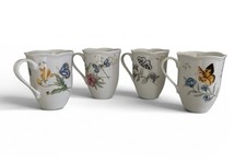 Lenox Butterfly Meadow Set Of (4) Mugs Coffee Cups Monarch Swallowtail Sulphuri