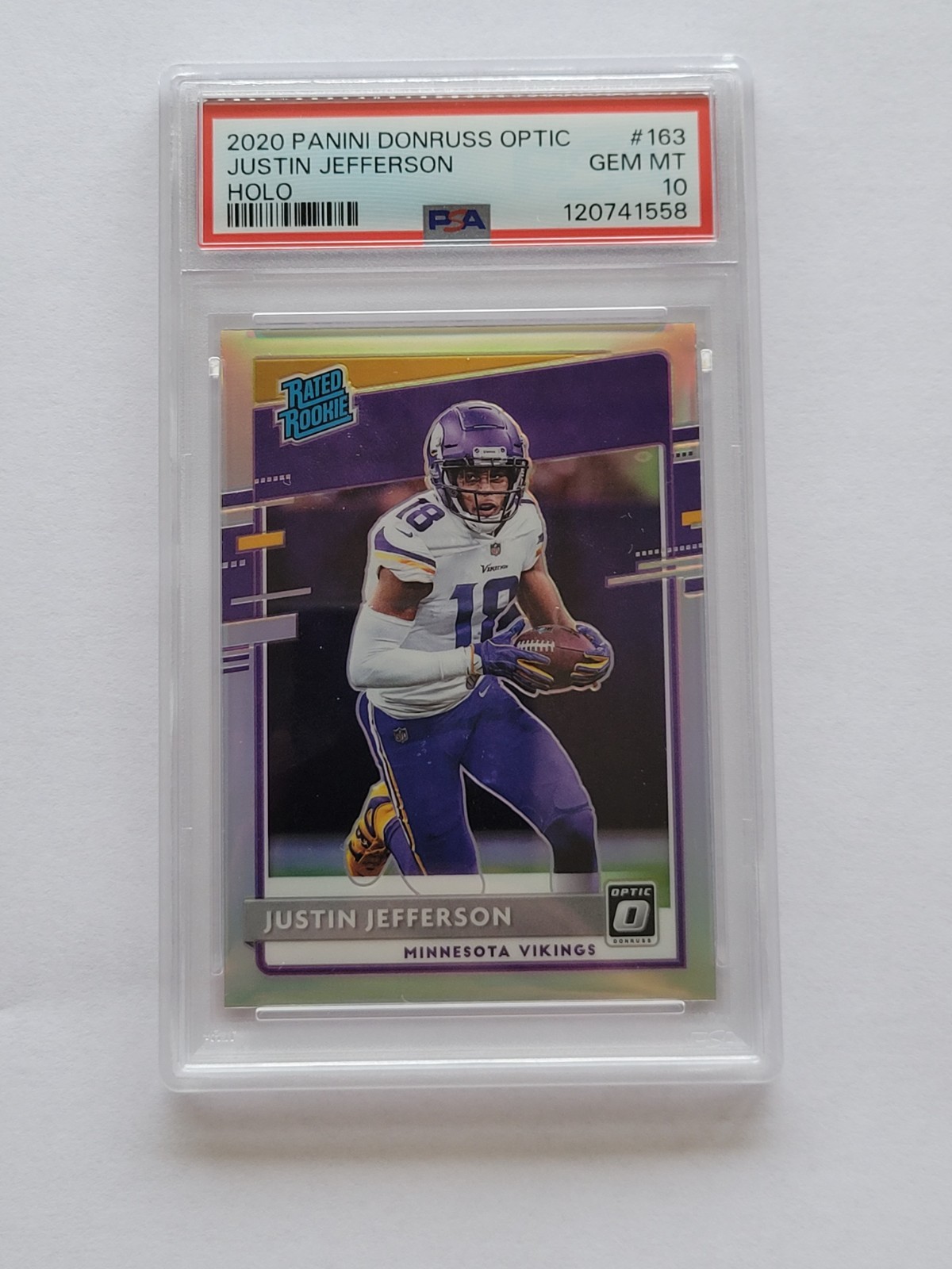 2020 Justin Jefferson Panini Optic Holo Prizm PSA 10 #163 Gem Mint Condition