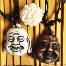 Buddha Head Pendant Necklace Alloy Metal Chain Vintage Style Jewelry for Men Wom