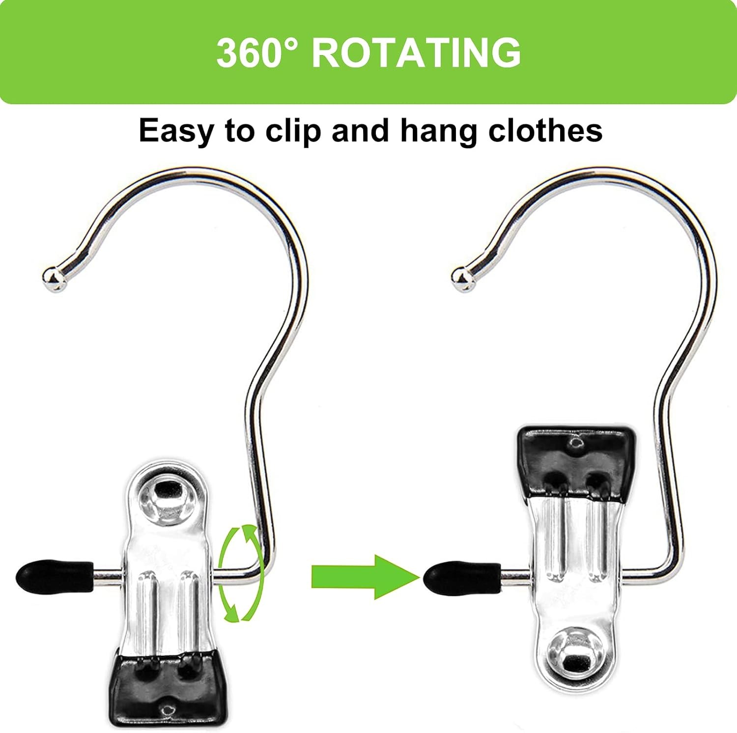Laundry Hooks Hanging Clips Clothes Pins Closet Hanger 30 PACK, Black 