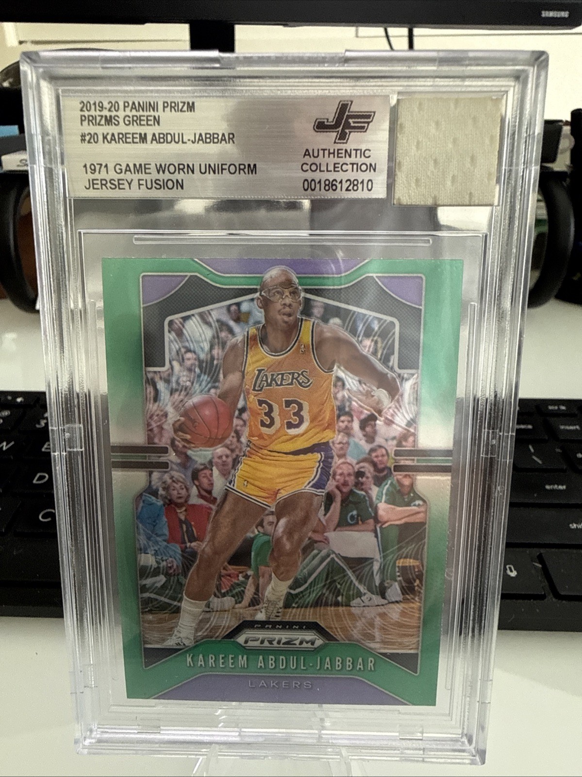 Panini Prizm 2019-20 Kareem Abdul-Jabbar Green Jersey Fusion #20 BGS Auth 1971