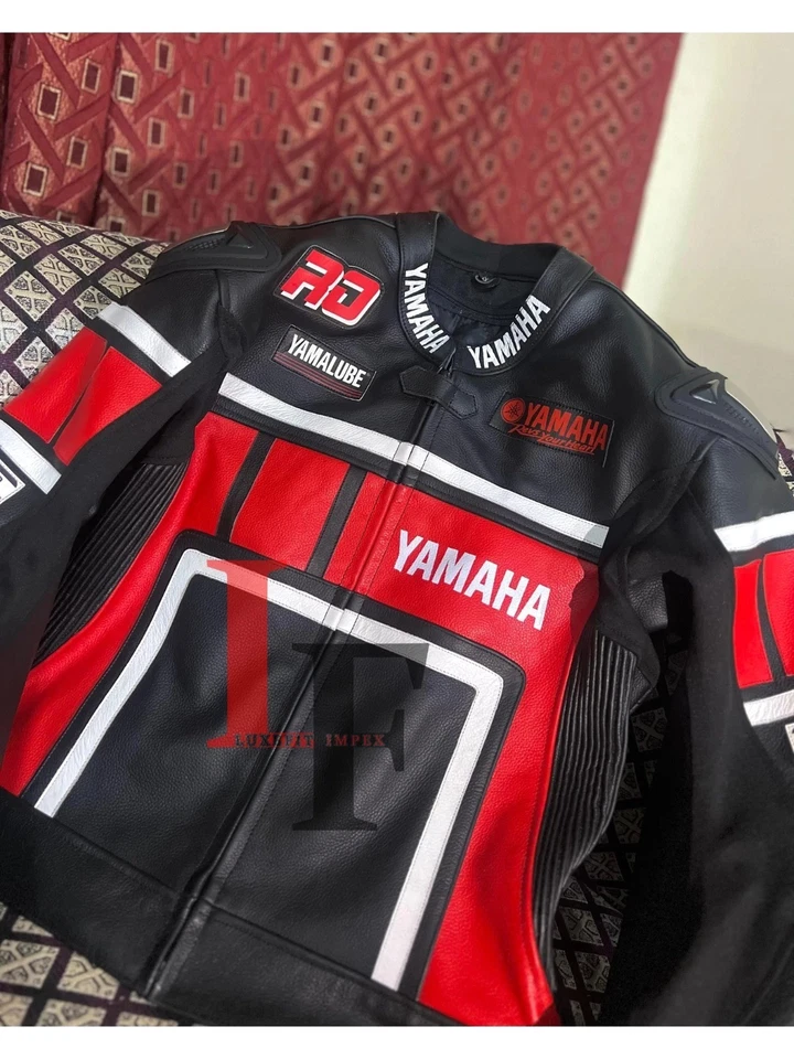 New Mens Yamaha Motorbike Racing Leather Jacket Motorcycle Biker Riding Jacket - Image 4 of 4