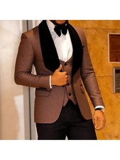 Men 3 Piece Tuxedo Suit Shawl Lapel Blazer Vest Pants Wedding Party Formal Suit