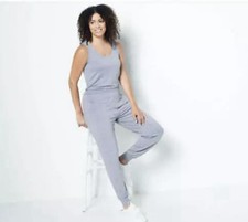 Susan Graver Women  s Weekend Comfy Jersey Knit Jumpsuit Heather Grey 3X A2a 