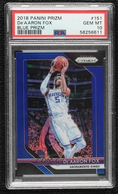 2018-19 Panini Prizm Blue Prizm 185/199 De'Aaron Fox #151 PSA 10 GEM MT ig0