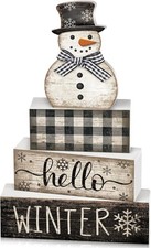 Rustic 4-Piece Wooden Snowman Christmas Decor for Festive Table Settings