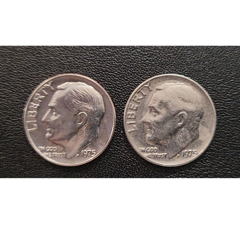 1975 No S Proof Dime. One The Left. Hard To Say That It Isn't A No S Proof.