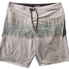 O'Neill Superfreak Men's Board Shorts Size 38 Gray Striped Drawstring
