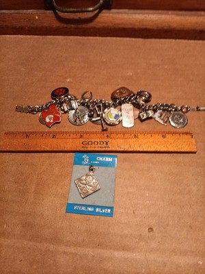 Nice Charm Bracket Withabout 25 Charms, Few Are Sterling, Travel Charms, Christm