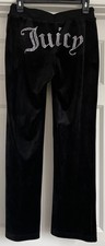 Juicy Couture Women's Rhinestone  Black Pull On Velour Pants Size Small