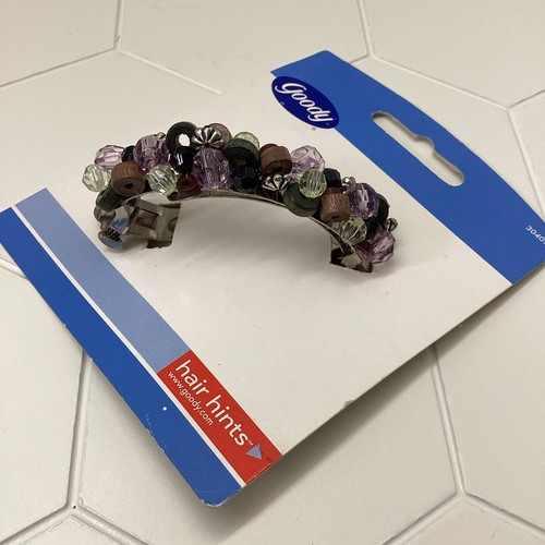2005 Goody Hair Hints Barrette Beaded Clip Lavender Green Silver 2.5" Vtg NOS - Picture 7 of 11