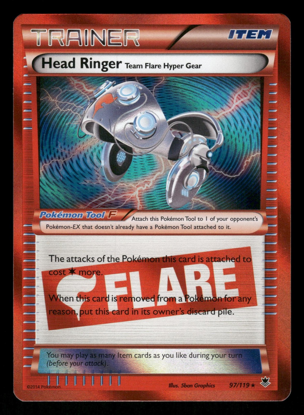 Head Ringer Team Flare Hyper Gear 97/119 NM Rare Holo Phantom Forces Pokemon TCG
