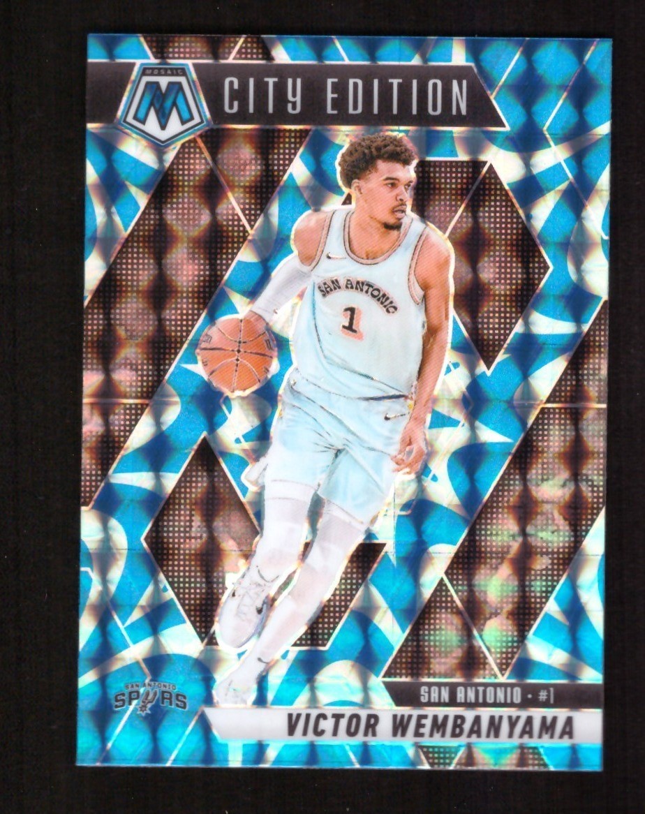 2023-24 Panini Mosaic Victor Wembanyama #282 City Edition Reactive Blue Prizm