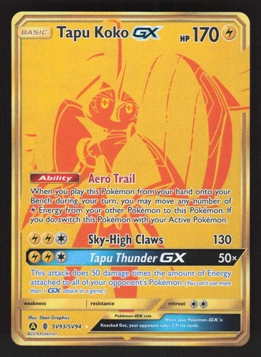 Tapu Koko GX SV93/SV94 Pokemon TCG Hidden Fates: Shiny Vault NM