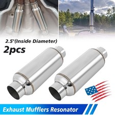 2x 2.5 Inlet Outlet Exhaust Muffler 12 Length Resonator Ss Rear Lh Rh Pair