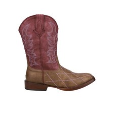 Roper Cross Cut Round Toe Cowboy Youth Girls Brown, Red Western Cowboy Boots 09