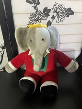Vintage 1988 Gund Babar the Elephant Plush 15" Macy's Exclusive Red Suit