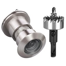 Brass 220-Degree Door Viewer Peephole with 1-1/10" Drill Bit, Satin Nickel