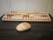 Sweet Wireless Keyboard and Mouse Combo Round Keys Set Stylish