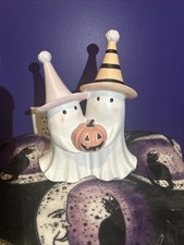 2 Ghosts Holding Pumpkin Halloween Decor