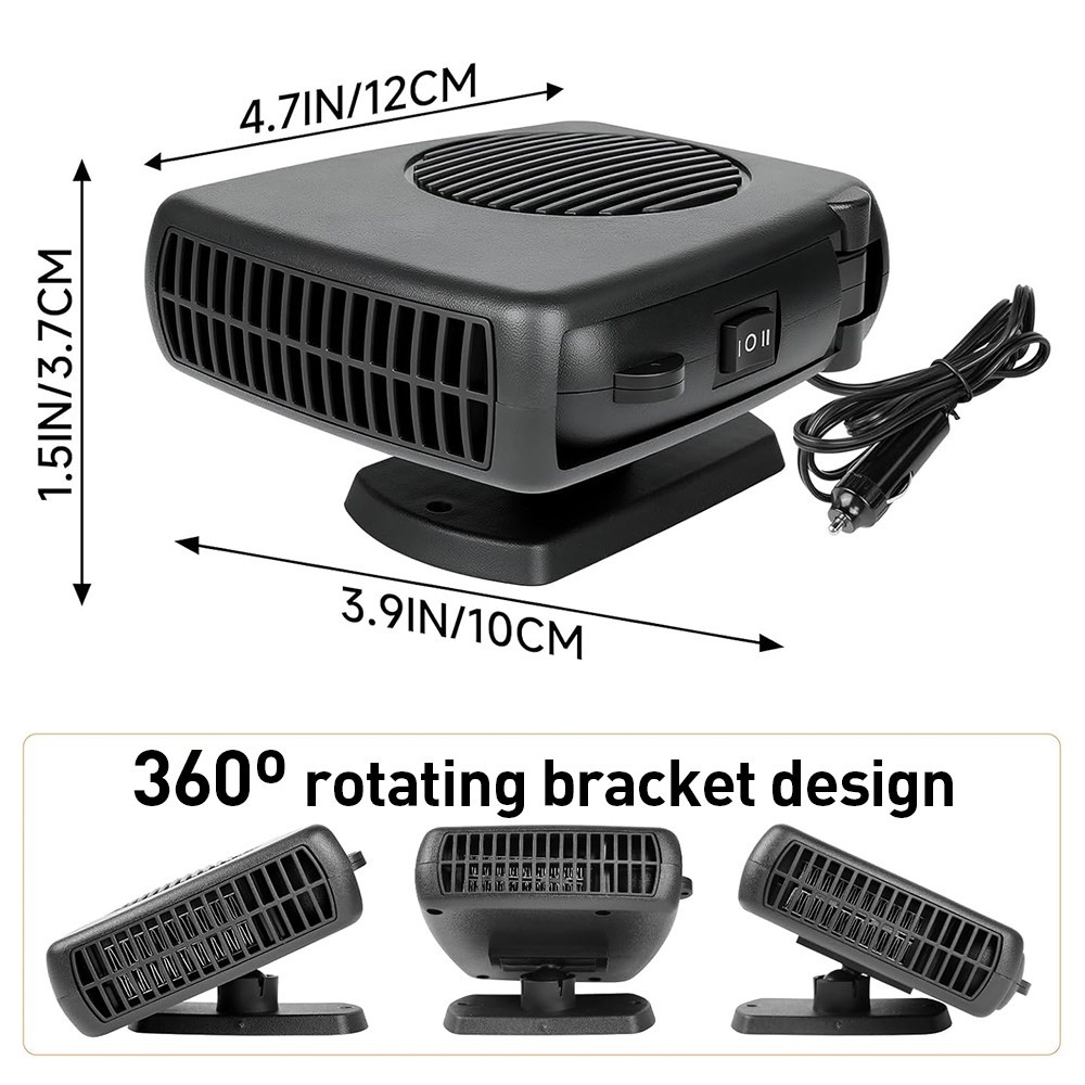 2-in-1 150W Car Heater That Plugs Into Cigarette Lighter Car Heater 12V  Portable
