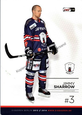 Autogrammkarte Jimmy Sharrow Eisbären Berlin Eishockey Saison 2013 / 2014 Sharro
