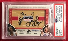 Magic Johnson Larry Bird 2012 SP Authentic Final Floor Dual Signatures PSA 9