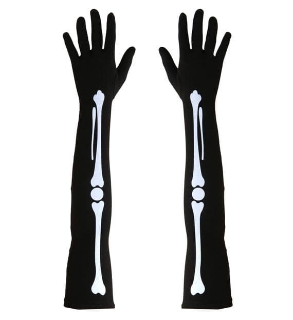 Ladies Halloween Long Bone Gloves