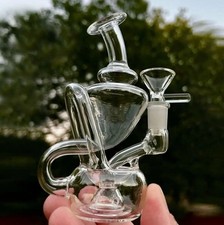 mini Glass Hookah Pipe Recycler Water Smoking Rig bong Hookah Bubbler 10mm bowl